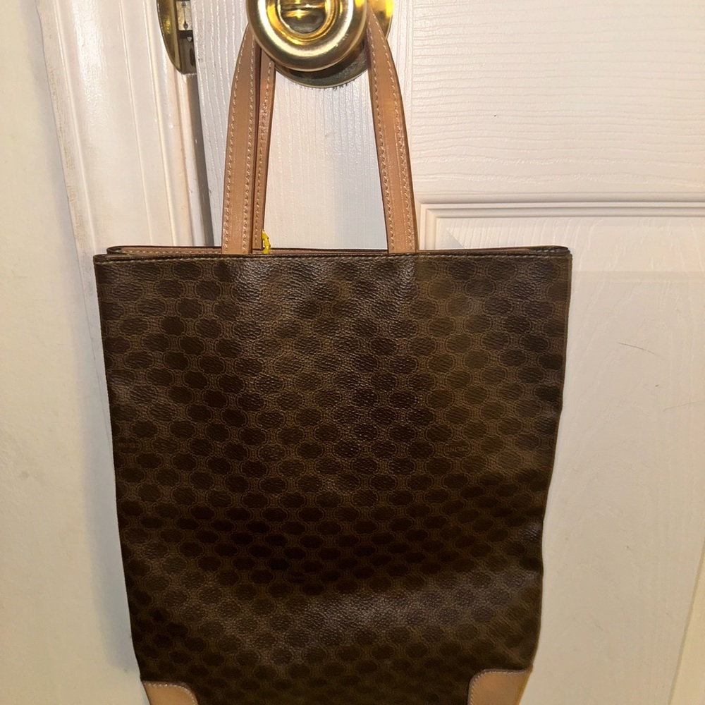 Celine Dark Brown Tote with Tan Accents - Picture 8 of 13